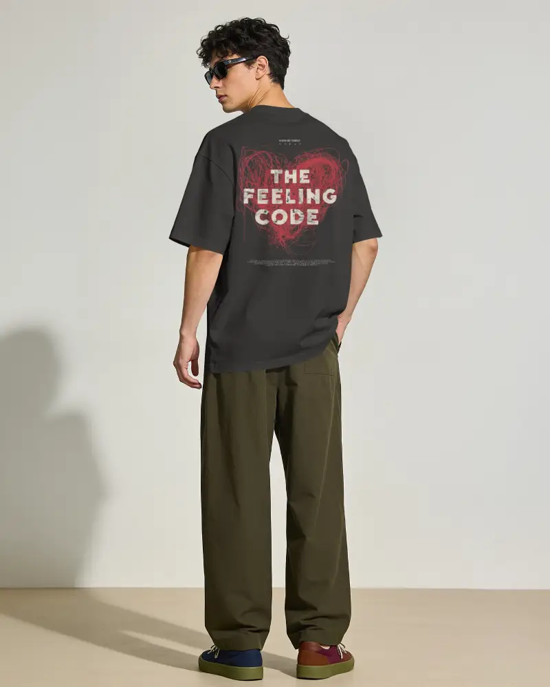 Minimal Studio T Shirt Mockup Male Model Back View Oversized Casual Streetwear