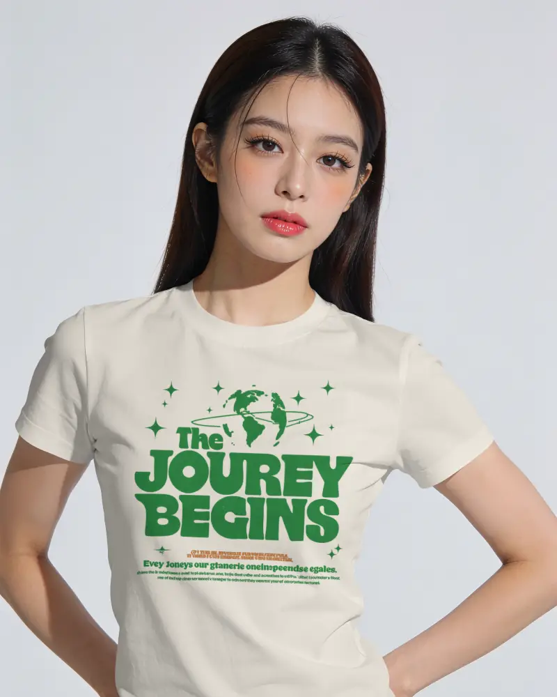 Clean Regular Fit T Shirt Mockup Female Model Natural Pose Minimal Studio Fashion Look