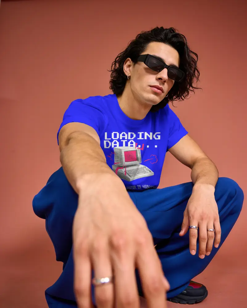 Cool Street Style T Shirt Mockup Male Model Sunglasses Bold Fashion Forward Pose