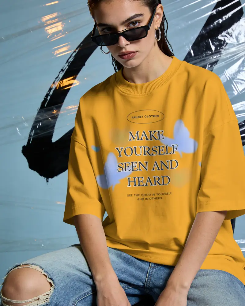 Oversized Casual Crewneck T Shirt Mockup For Women Unisex Streetwear Comfortable Style