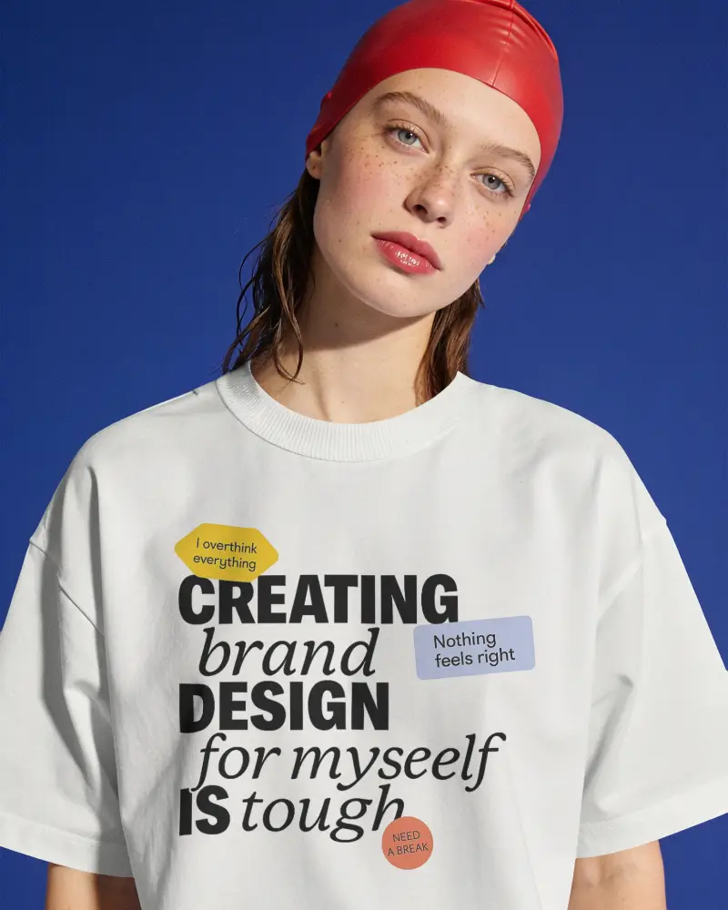 Close Up T Shirt Mockup Female Model Wearing Cap Editorial Streetwear Portrait