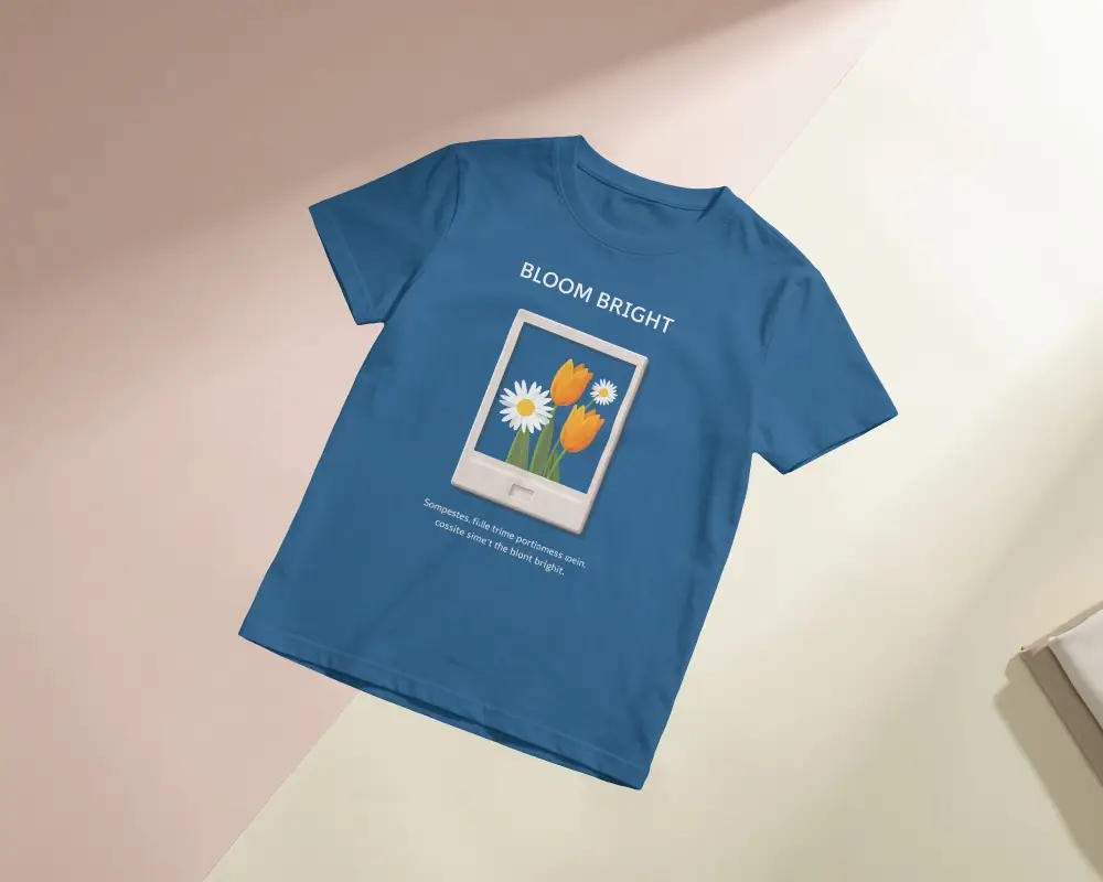 T Shirt Mockup Flat Lay On Pastel Pink And Cream Split Background With Dramatic Sunlight