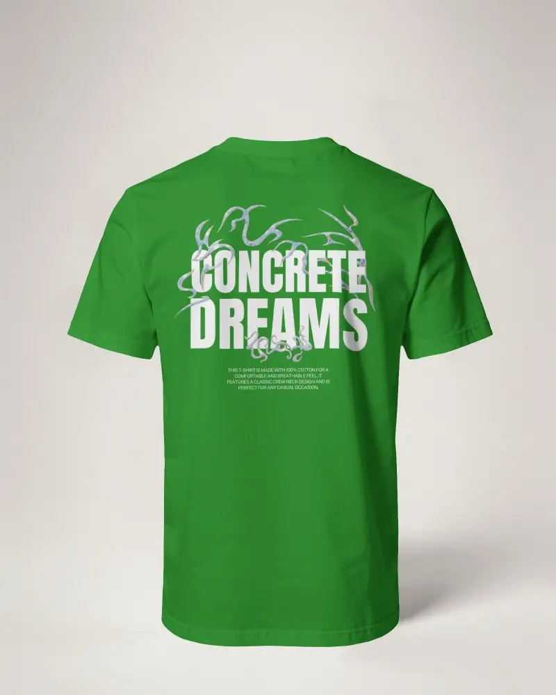 Back View T Shirt Mockup Standing Upright Against Clean Off White Studio With Soft Shadows