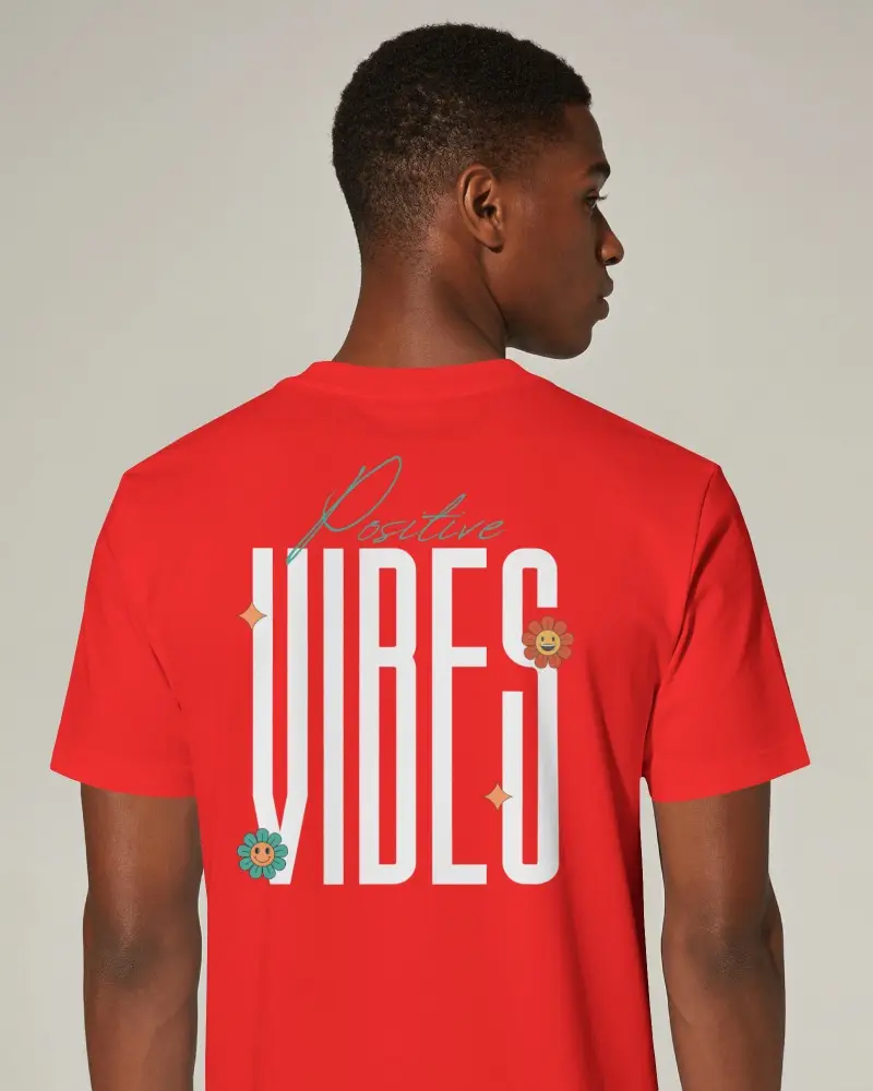 Back View Mens T Shirt Mockup Male Model Looking Over Shoulder Against Clean Neutral Studio