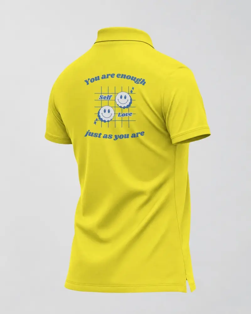 Classic Polo Mockup Back Angle Showing Side Seam And Natural Shirt Draping