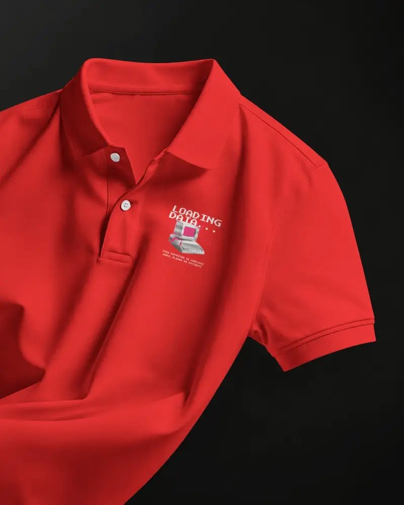 Draped Polo Shirt Mockup Floating Against Dark Backdrop With Structured Collar And Natural Fabric