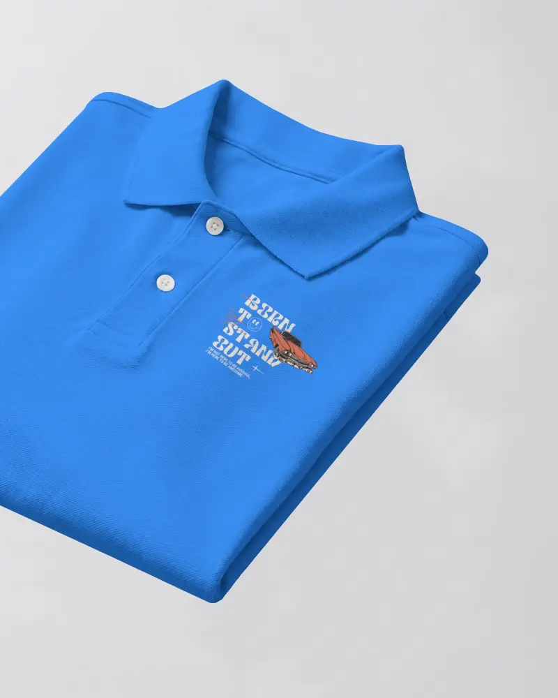 Folded Polo Shirt Mockup Angled Display With Structured Collar And Button Placket