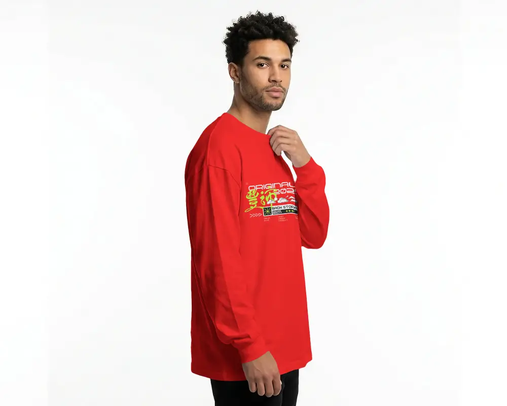 Premium Quality Mens Long Sleeve Shirt Mockup Relaxed Fit Versatile Basic Wardrobe Essential