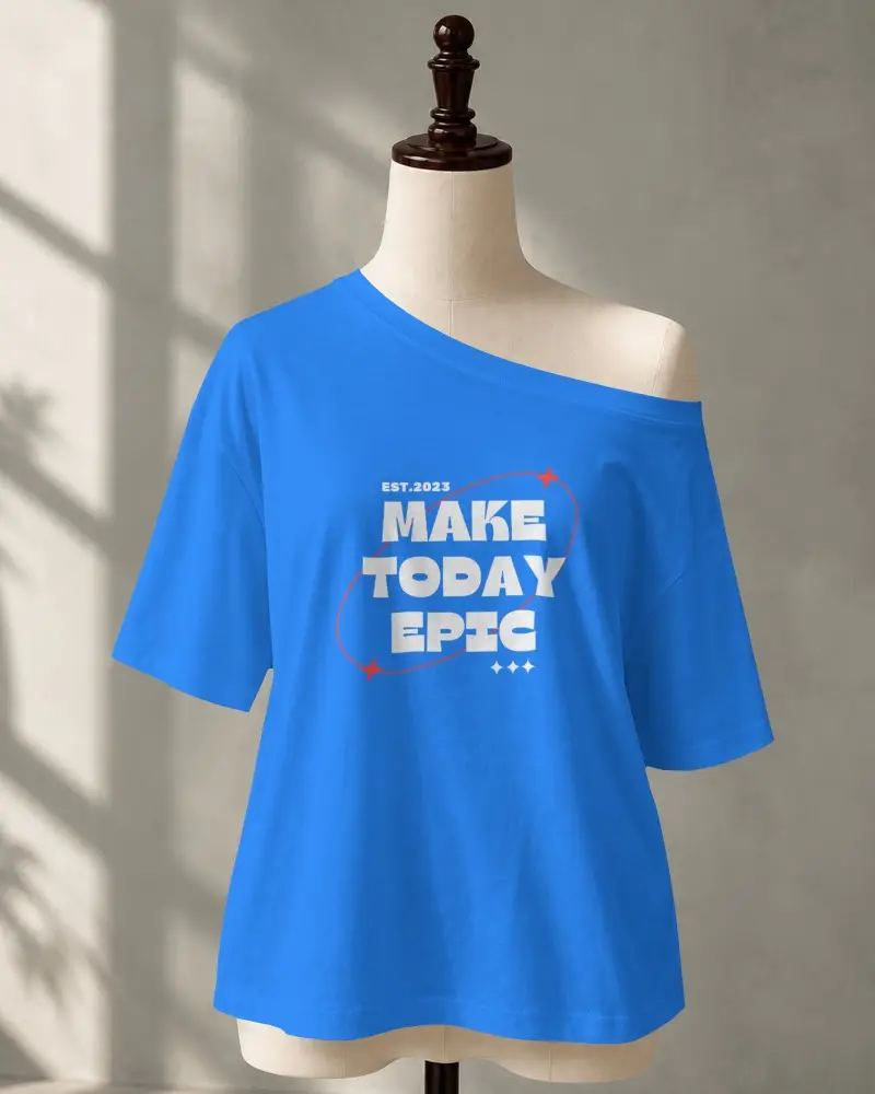 Sunlit Mannequin Off Shoulder T Shirt Mockup With Architectural Window Shadow And Relaxed Silhouete