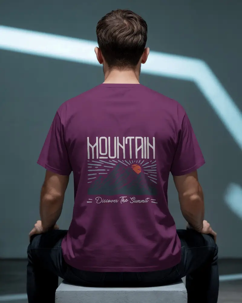 Rear View Tshirt Mockup Male Model In Minimalist Studio Dark Setting With Futuristic Light Effect