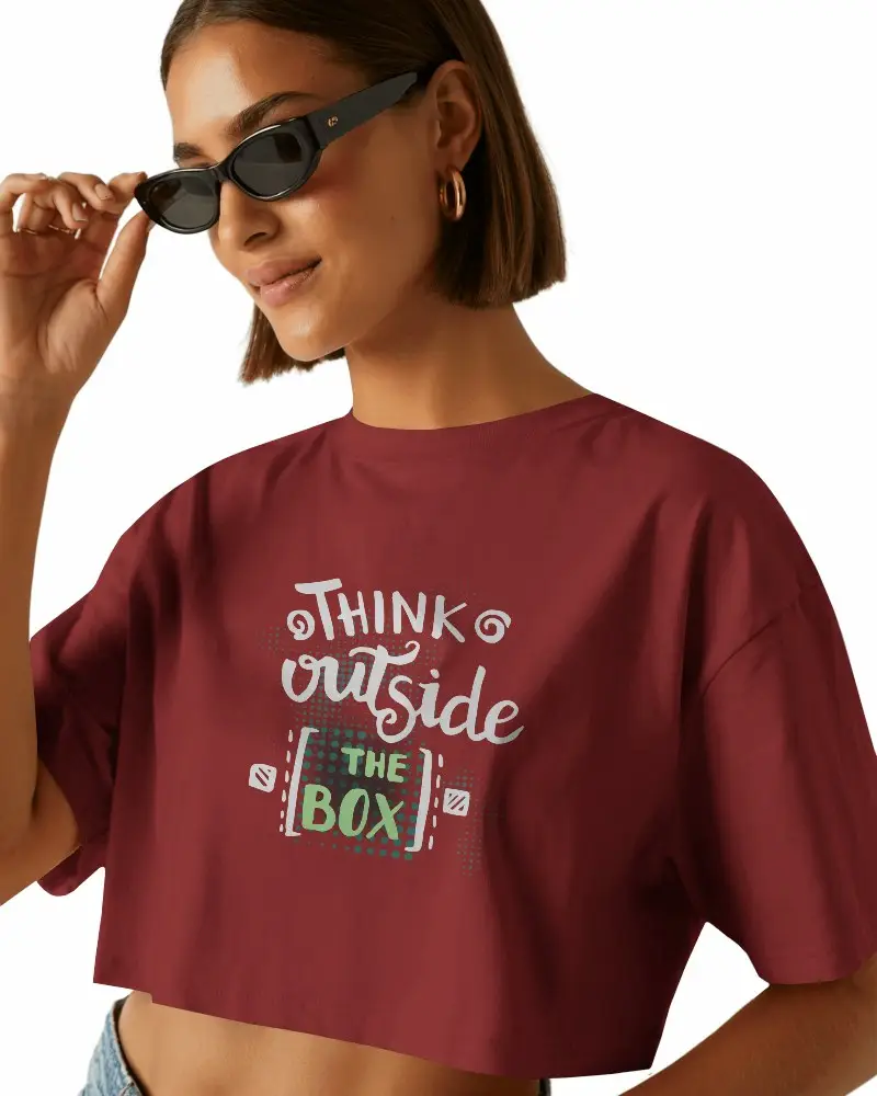 Cropped T Shirt Mockup Female Model Smiling With Sunglasses And Hoop Earrings On White Background