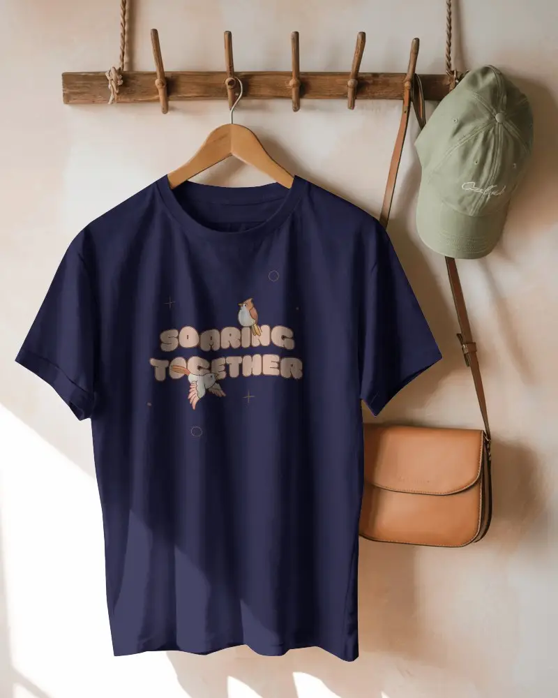 Sunlit Wall Hanging T Shirt Mockup Wooden Hook Backdrop With Minimal Accessories And Natural Light