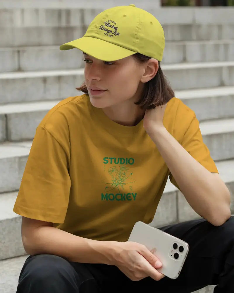 Stylish Minimalist Tshirt Mockup Outdoor Setting For Promotional Apparel Campaigns