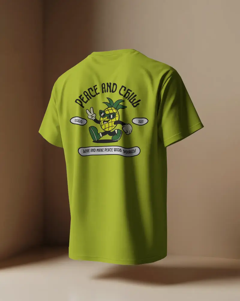 Floating Backside Tshirt Mockup Minimal Shadow Light Play Neutral Brown Room Back View Design