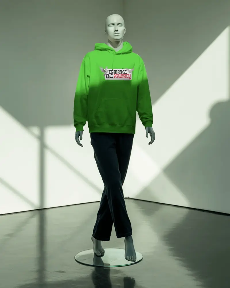 Minimal Studio Hoodie Mockup On Standing Mannequin Soft Shadow Lighting Contemporary Atmosphere