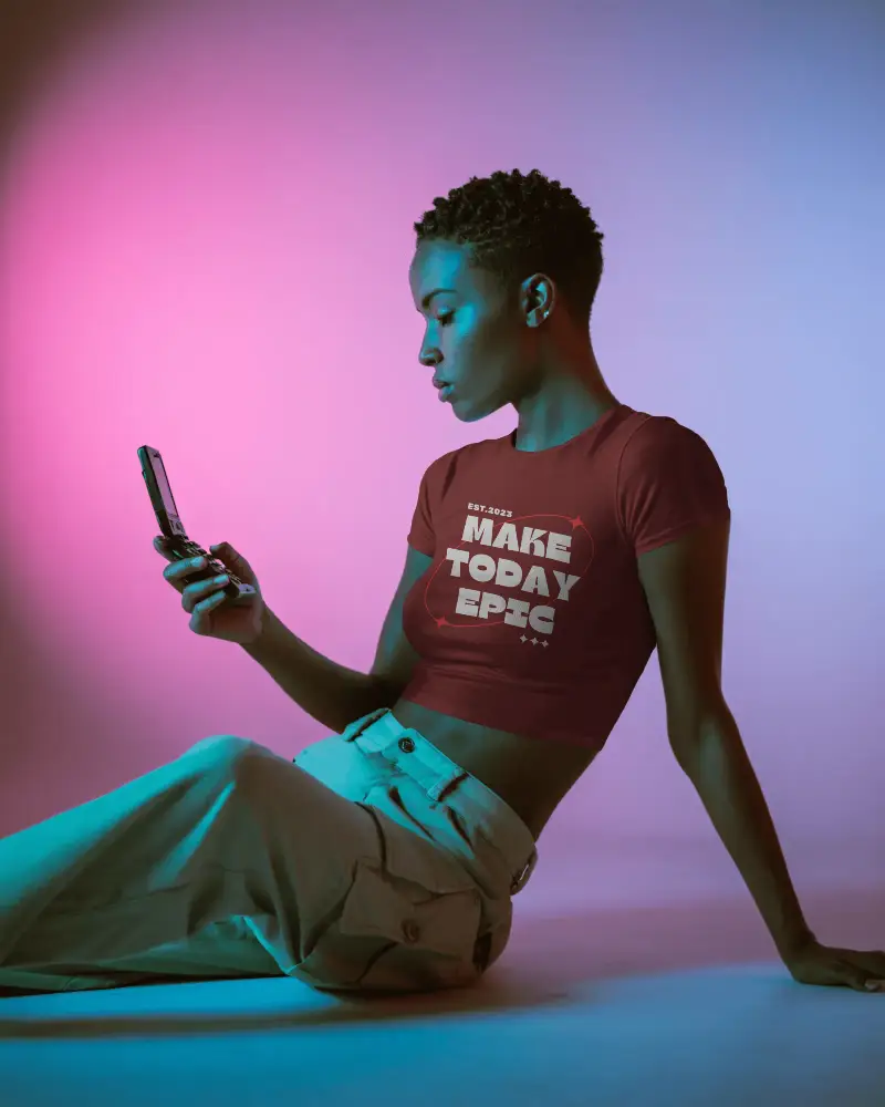 Slim Fit Crop T Shirt Mockup With Short Sleeves Modern Stylish Wear For Casual Outdoor Activities