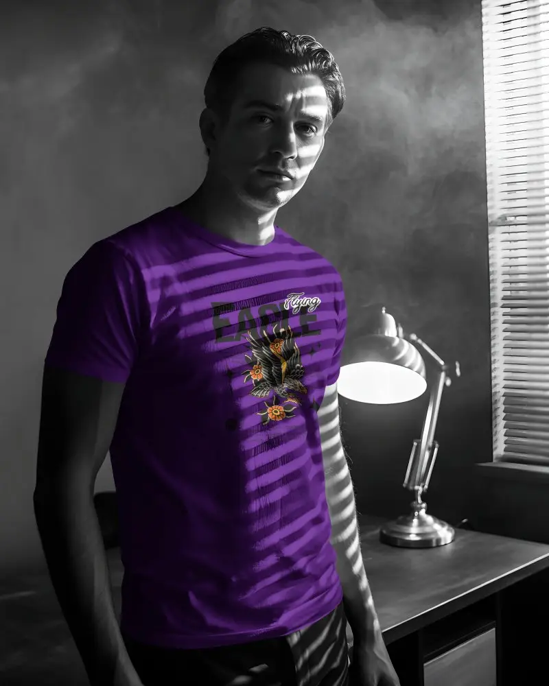 Stylish Mens Casual Tshirt Mockup Portrait Indoor Lighting Modern Atmosphere