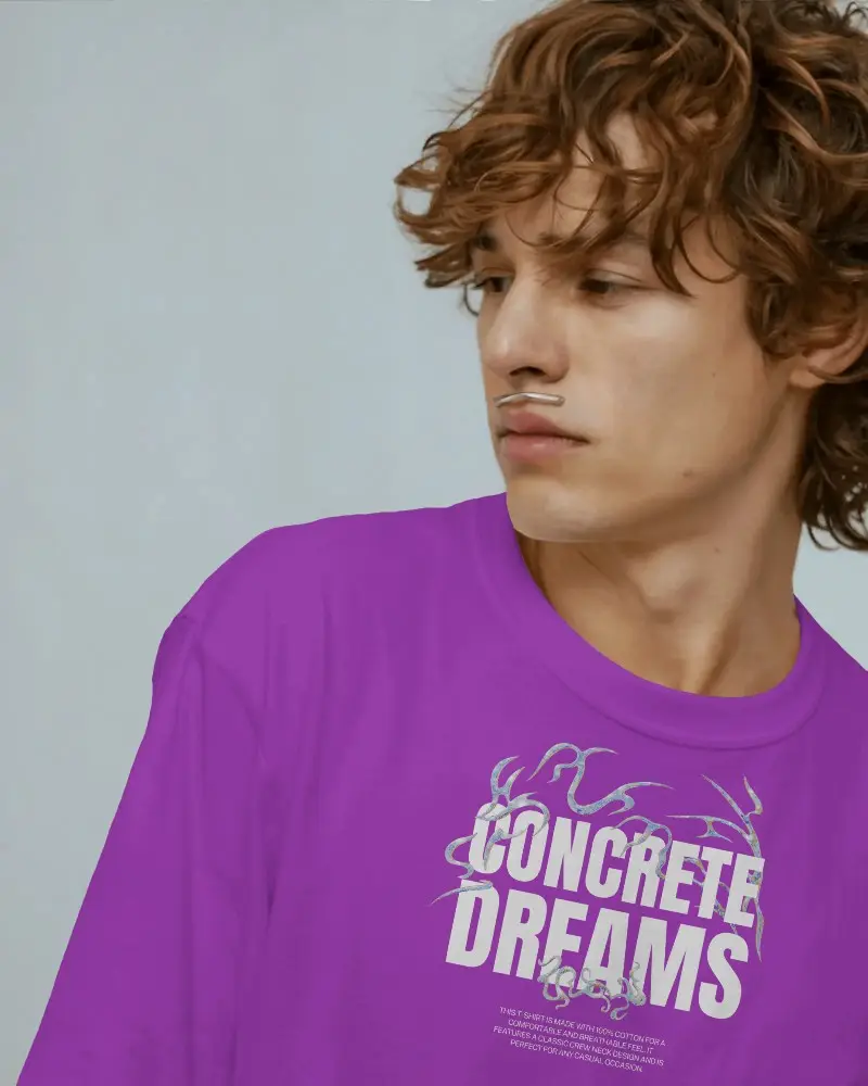 Casual Relaxed Fit Crewneck T Shirt Mockup With Soft Texture And Natural Look