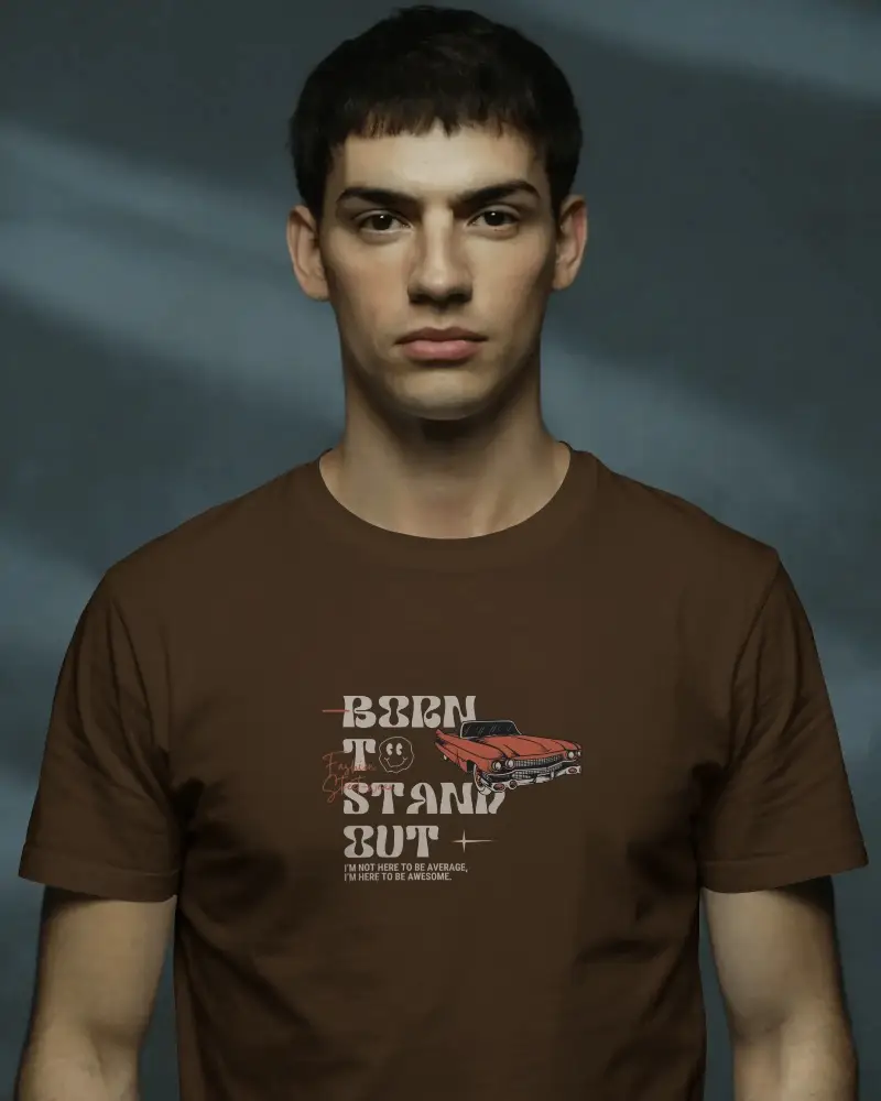 Front View T Shirt Mockup Against Dark Textured Backdrop Minimal Style And Confident Look