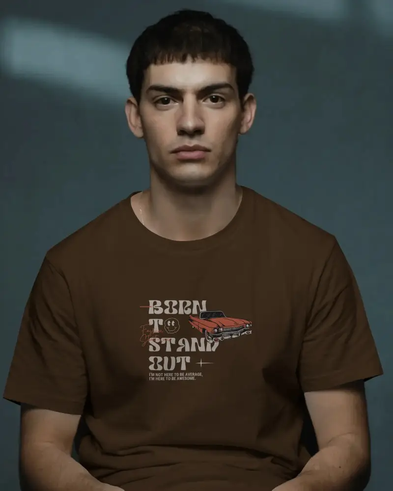 Seated Front T Shirt Mockup On Dark Backdrop Simple Style Clean Design With Modern Vibes