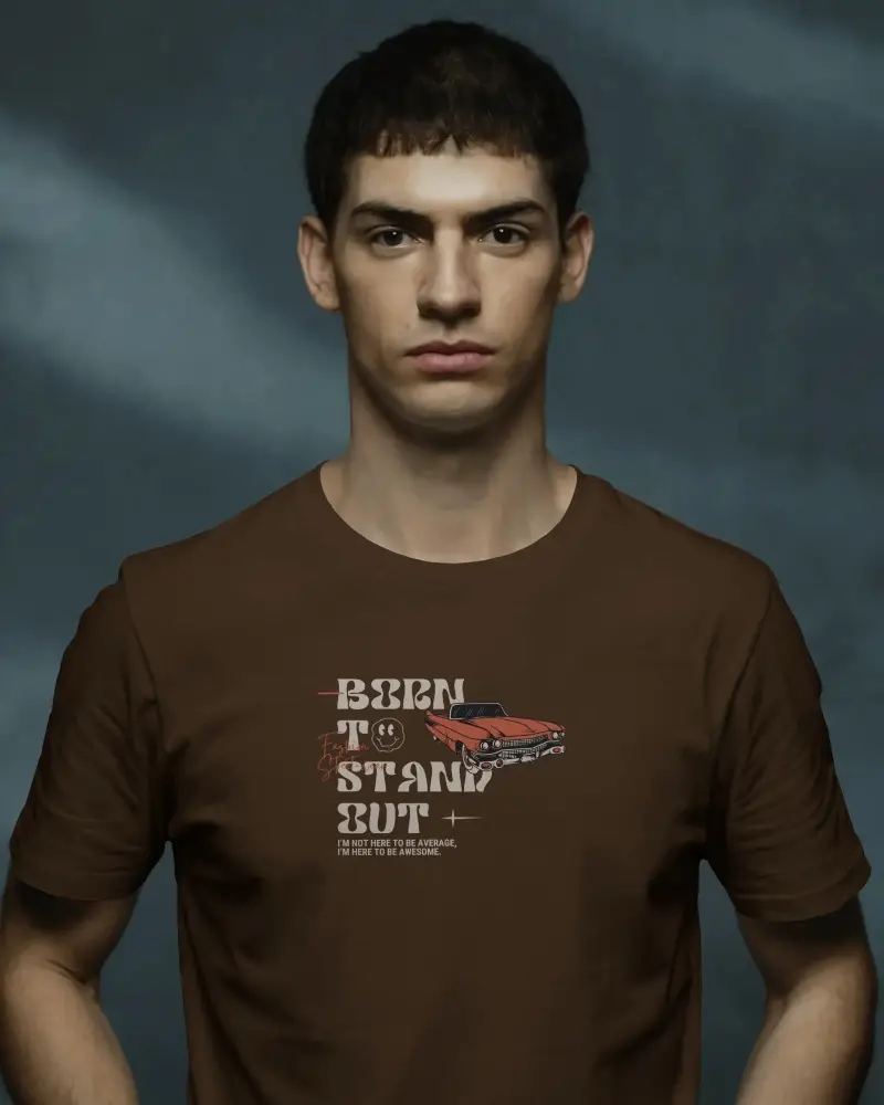 Strong Stance T Shirt Mockup Front View With Dark Studio Lighting Bold And Minimal Style