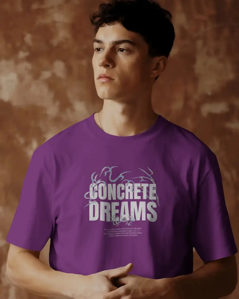 Side Gaze T Shirt Mockup With Earthy Studio Backdrop Clean Design And Modern Stylish Aesthetic