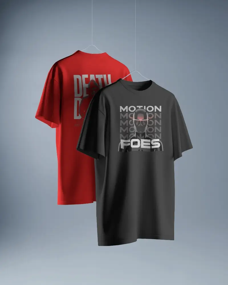 Premium Quality Blank Two Tshirt Mockup Hanging On Hooks For Presentation