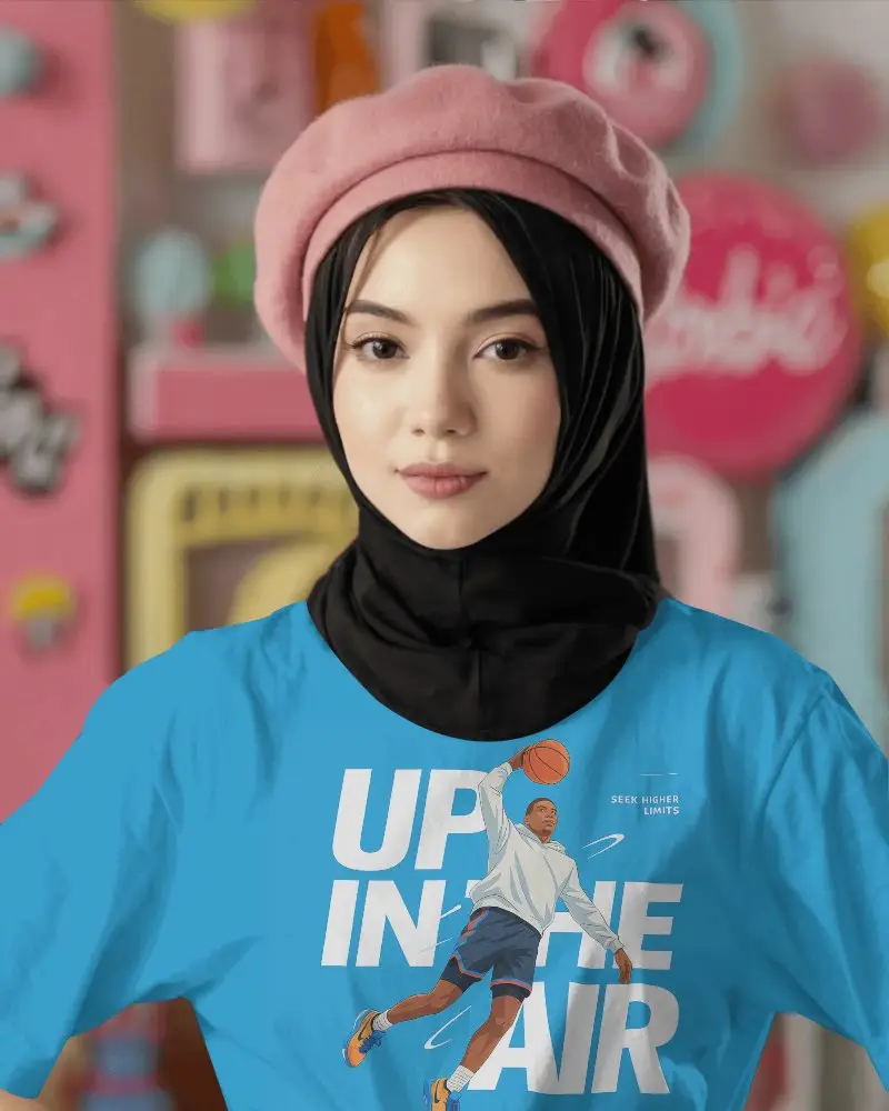 Trendy Loose Fit Basic Hijab Friendly Cotton Tshirt Mockup For Modern Style Branding