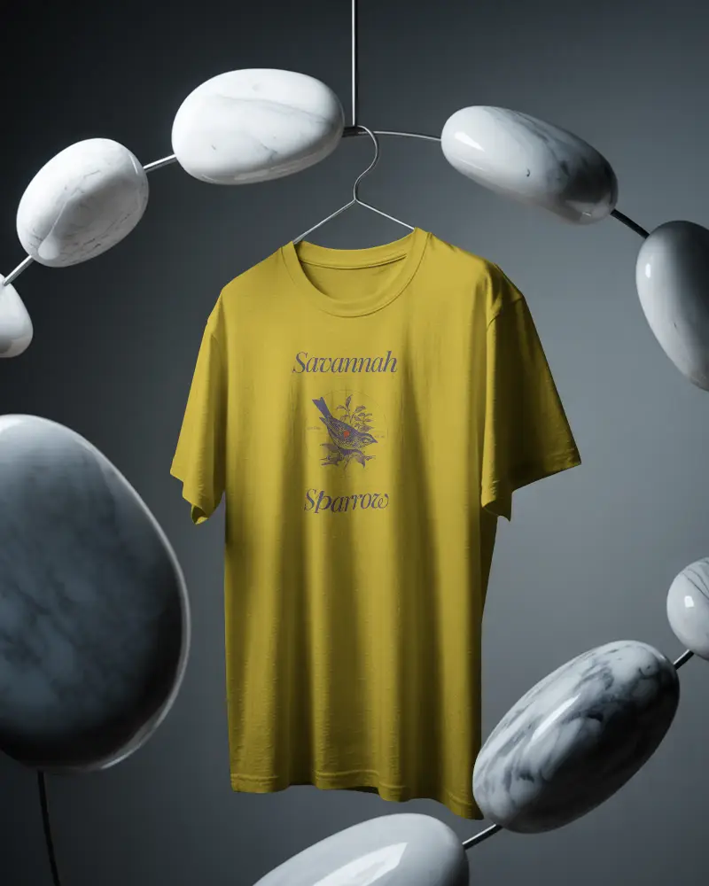 Minimalistic Plain Tshirt Mockup With Marble Stone Elements For Ecommerce Product Showcase