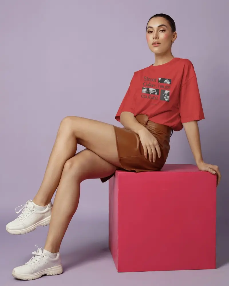 Casual Loose Fit Women Tshirt Mockup Ideal For Everyday Wear And Stylish Comfort