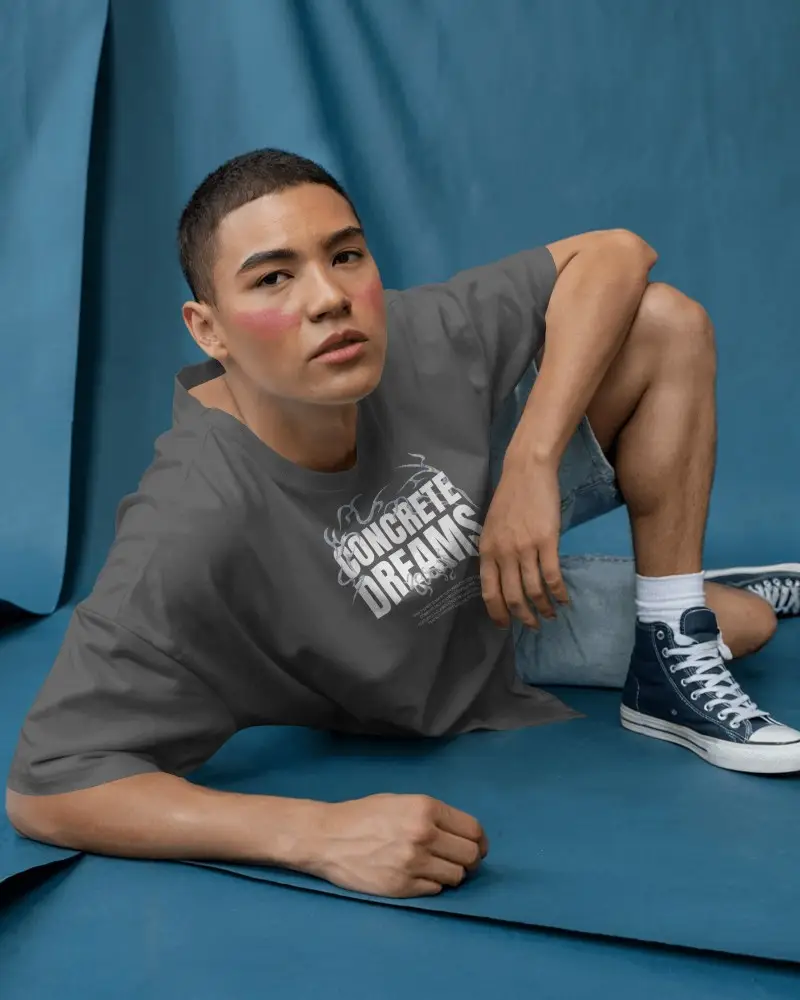 Urban Casual Relaxed Fit Tshirt Model Mockup Lifestyle Photography Ideal For Fashion Branding