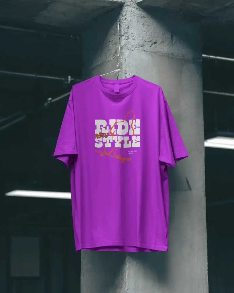 Premium Quality Custom Blank Tshirt Mockup Hanging Indoor Urban Styled Background Photoshoot