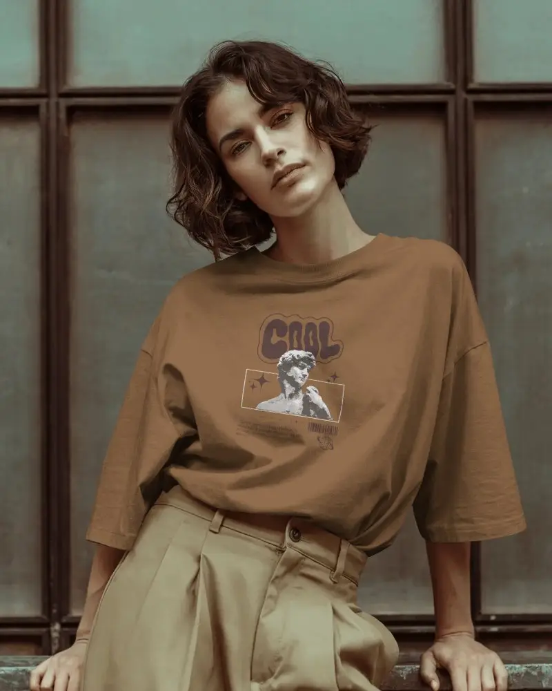 Oversized Cotton Tshirt Mockup For Women Comfortable Casual Wear Stylish Summer Outfit