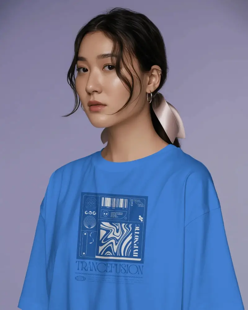 Trendy Relaxed Female Tshirt Front View Minimalist Style Clothing Mockup Image