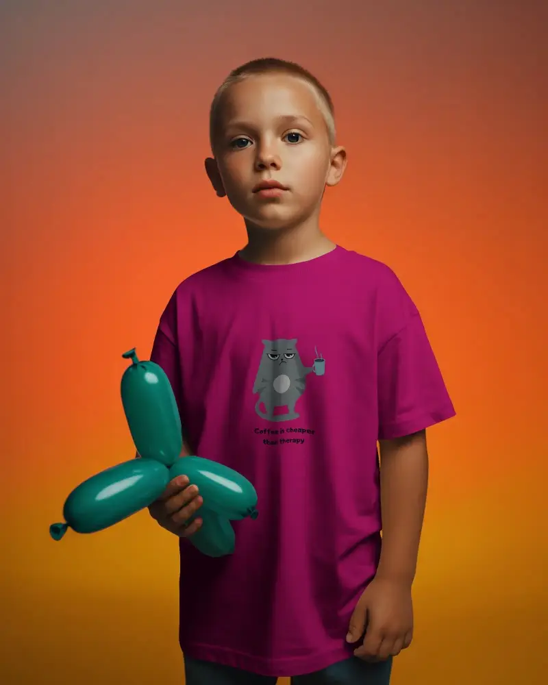 Trendy Kids Cotton T Shirt Mockup For Modern Children Apparel Bright Background Photo