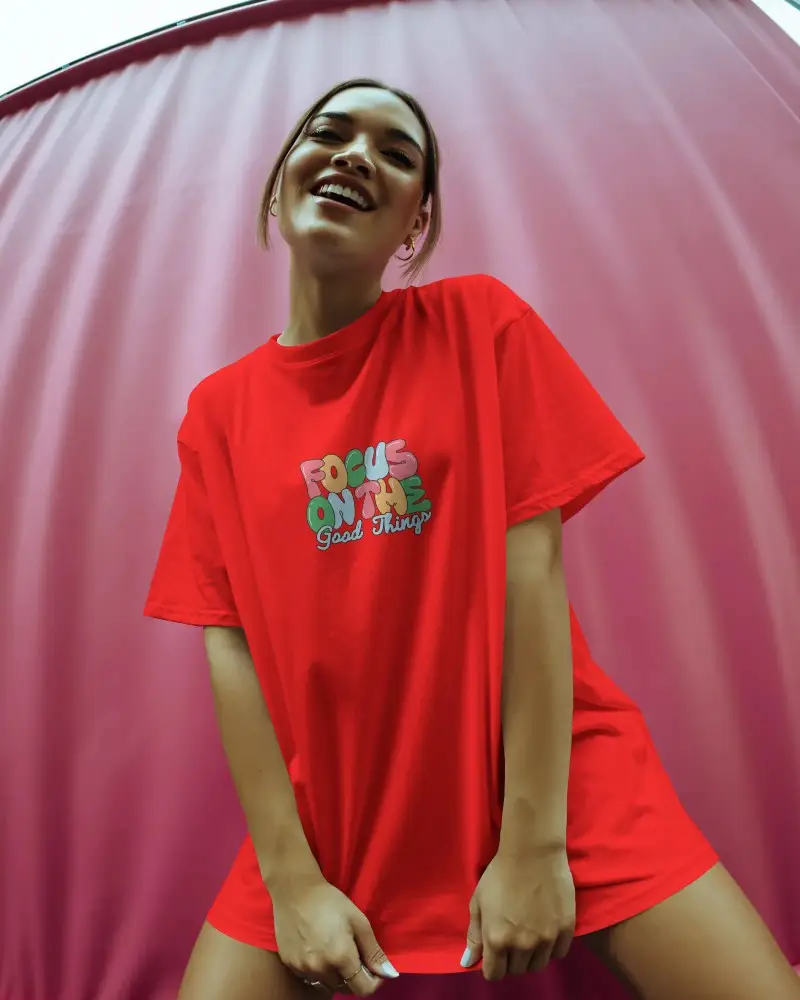 Oversized Casual Tshirt Mockup Comfortable Womens Basic Top Fashion Street Style Outdoor Wear