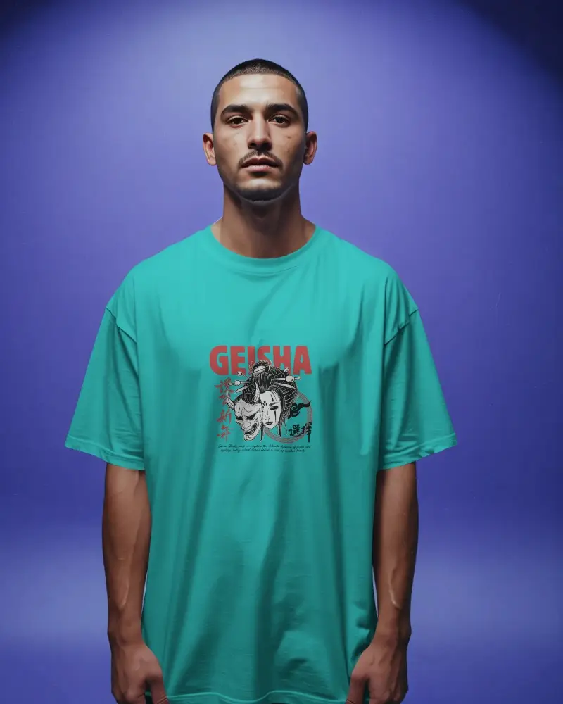 Mens Relaxed Fit Round Neck Tshirt Mockup Shown In Studio With Solid Background