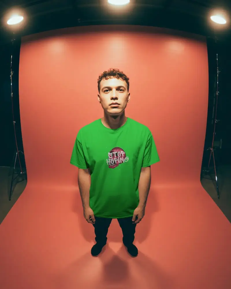 High Quality Men Basic Tshirt Mockup In Studio Setting For Fashion Design Presentation