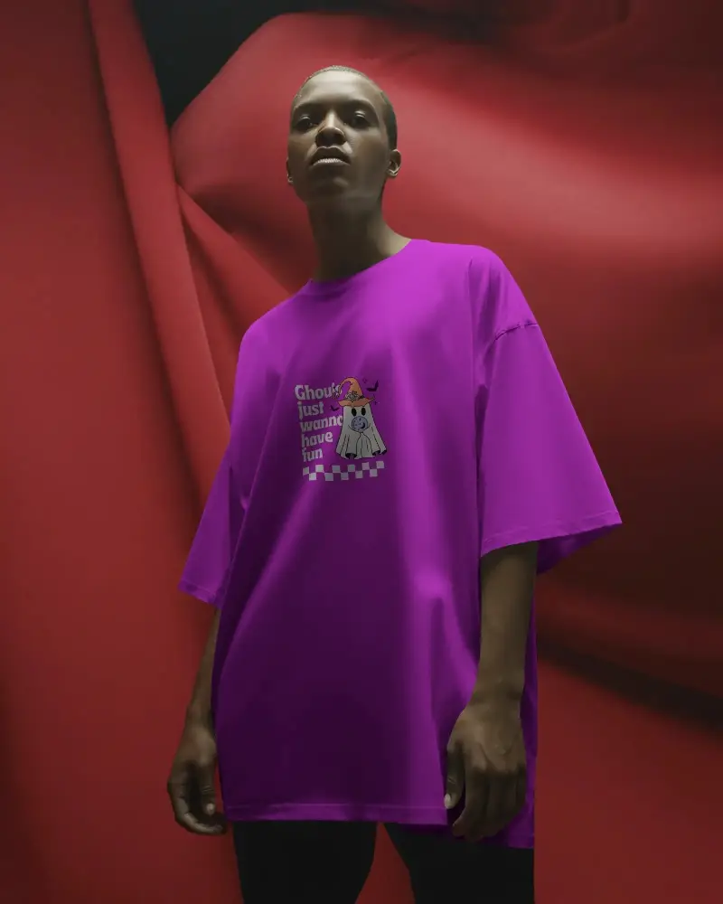 Soft Breathable Minimalist Tshirt Mockup For Trendy Look With Loose Silhouette And Round Neck