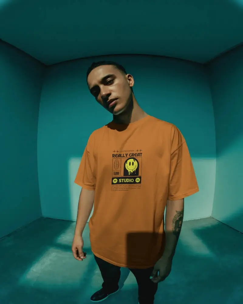 Casual Basic Short Sleeve Tshirt Mockup Oversized Fit Urban Style Clothing For Men Trendy