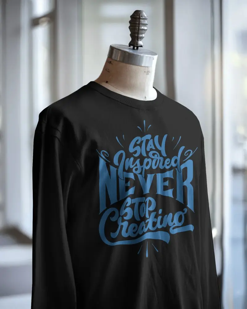 Long Sleeve Tshirt Mockup On Mannequin In Sunlit Modern Studio Environment