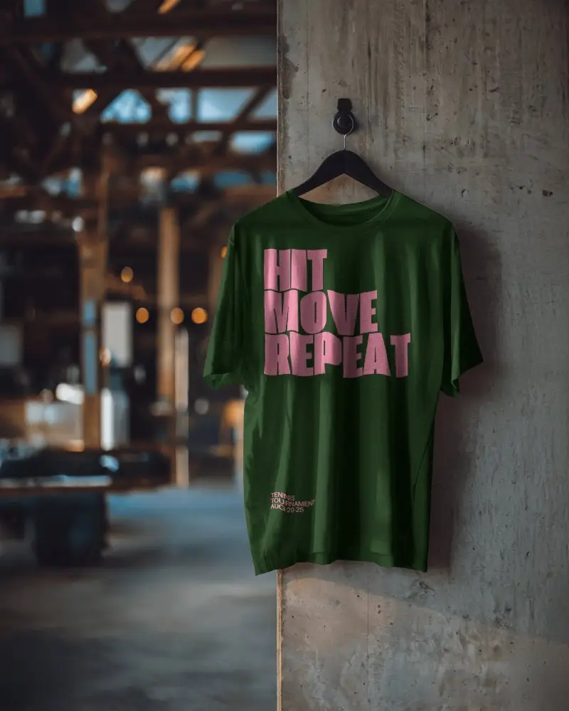 Hanging Tshirt Mockup On Concrete Wall In Industrial Loft Setting