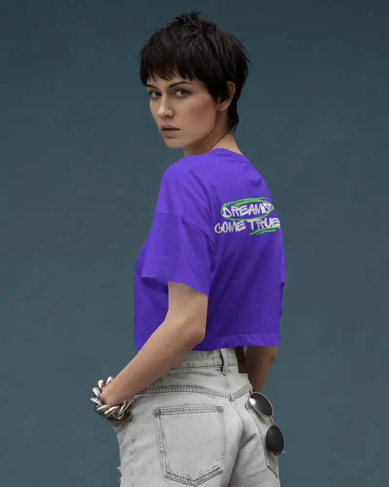 Side Back View Tshirt Mockup Female Model In White Tee And Light Denim