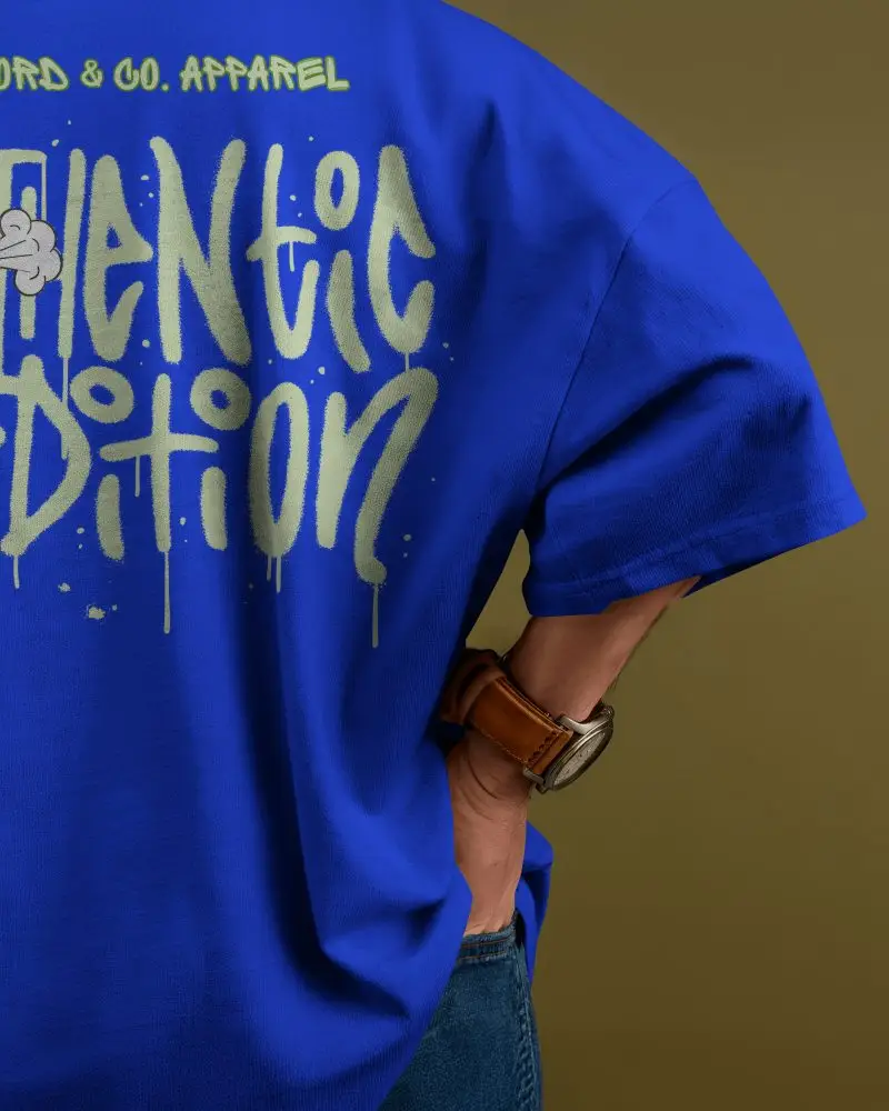 Back View Tshirt Mockup Closeup Of Male Model Hand In Pocket Wearing Watch