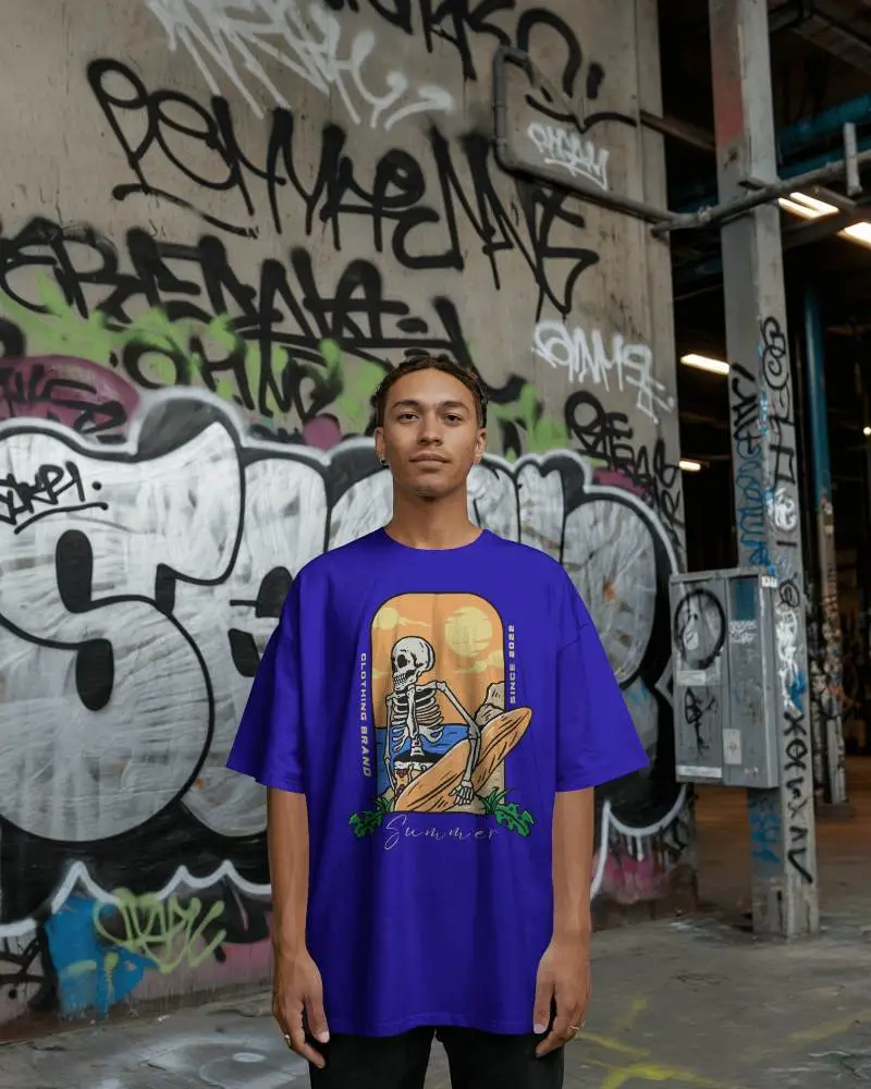 Streetwear Tshirt Mockup Male Model In Blank White Tshirt With Graffiti Backdrop