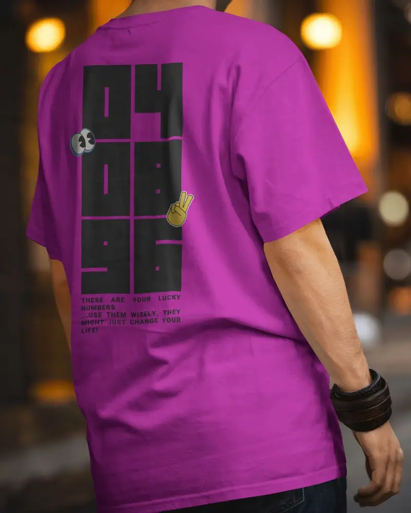 Back View Tshirt Mockup Male Model In White Tee With City Lights Background