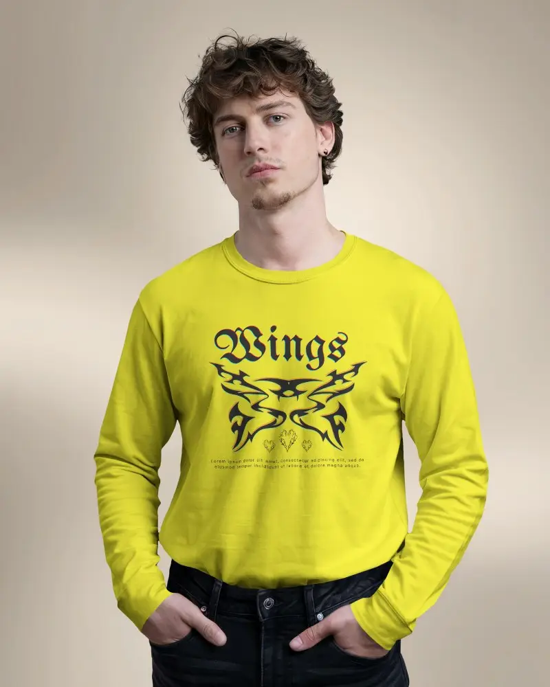 Blank White Long Sleeve Tshirt Mockup Clean Front View In Studio Light