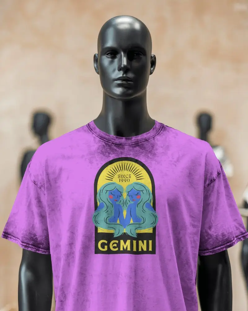 Front Facing Male Mannequin T Shirt Mockup In Modern Retail Store Setting With Blurred Background And High Contrast Lighting
