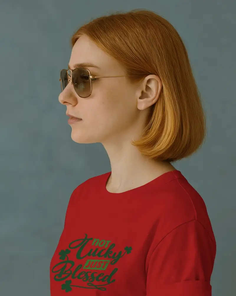 Stylish Female Mockup Portrait Side Angle Half Sleeve Gray Tshirt Casual Fashion Look