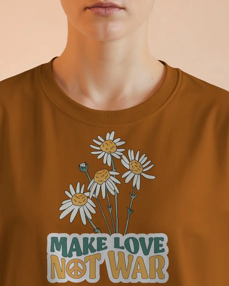 Zoomed In Tshirt Mockup Upper Body Shot Of Woman Wearing Basic Light Gray Half Sleeve Tee